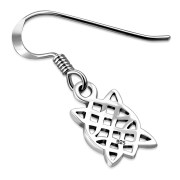 Tiny Rectangle Celtic Knot Silver Earrings, ep284h